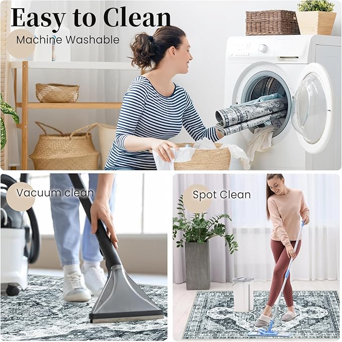 Office Chair Mat for Hardwood Floor&Tile Floor,36"X 48" Heavy Duty Desk Chair Mat for Hard Floors,Under Desk Rug for Rolling Computer Chair,Anti Slip,Low Pile Carpet Floor-Grey Flower