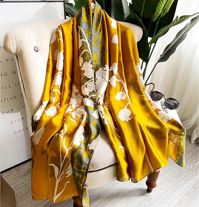 Fashion Scarves Scarf 100% Silk Feeling Scarf Silk Like Scarves Long Lightweight Sunscreen Shawls for Women