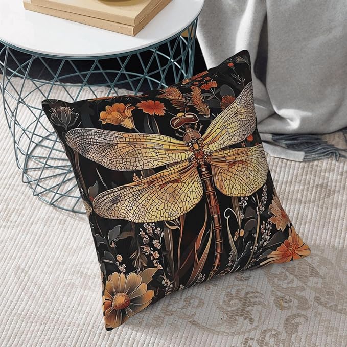 William Morris Abstract Vintage Floral Dragonfly Design 18x18 inches Throw Pillow Covers Square Pillowcases Decor for Bed Couch Sofa Living Room Cushion Covers