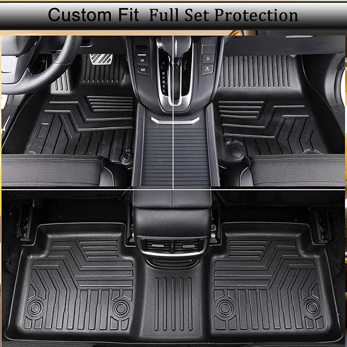 CRV Floor Mats Compatible with 2017-2022 Honda CR-V，All Weather Protection Waterproof Durable Anti-Slip Odorless Custom-fit TPE Floor Liner Front and Rear 2 Rows Set
