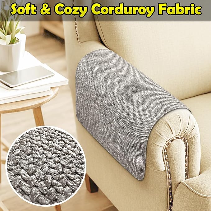 Couch Arm Covers, Waterproof Armrest Cover for Sofa, Armchair, Loveseat, Non-Slip Recliner Arm Cover, Sofa Arm Covers, Headrest Covers, Arm Chair Covers Set of 2 (Taupe, 28"×24")