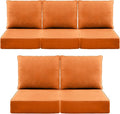 Luxury 6" Outdoor Cushions for Patio Furniture, 24x24x6" Thick Seat Cushion Set of 5, Fade Resistant Couch Chair Replacement Cushions High Density Deep Wicker Chair Cushion w/ Removable Cover, Orange
