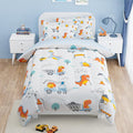 SANDJEST Dinosaur Comforter Set Twin Size 68x86in for Kids Boys, Microfiber 3 Pcs Bedding Set Includes 1 Comforter, 1 Pillowcase, 1 Fitted Sheet, Nursery Room Decor