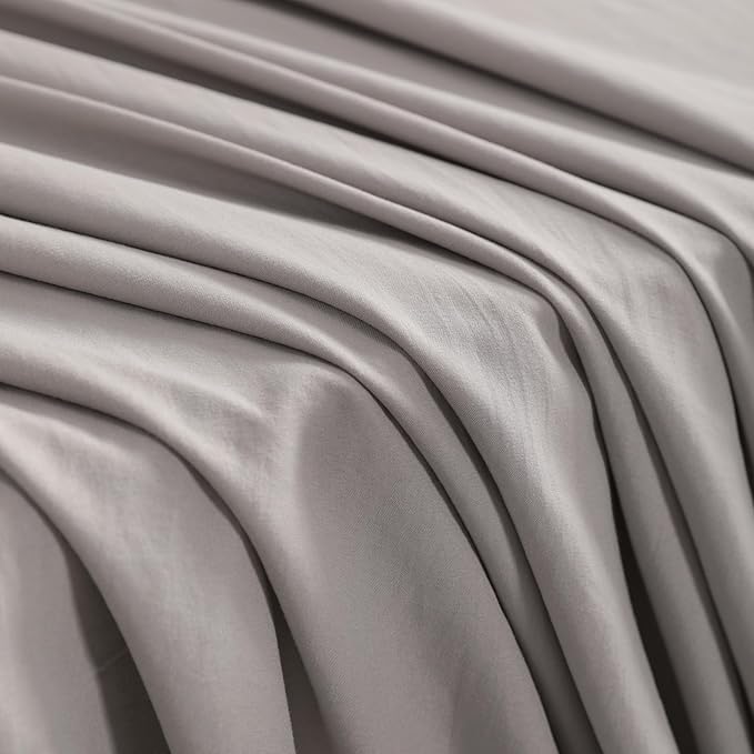 NTBAY Twin Comforter Set with Sheets, 5 Pieces Soft and Breathable Twin Bedding Set, Bed in a Bag, Down Alternative Comforter Set Solid Color All Season, Kids Bedding Set, Smoke Grey