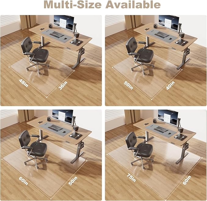 [Thickened to 2.0mm] 36"x48" Computer Chair Mat for Hardwood, PVC Office Mat for Hardwood Floor, Anti-Slip Rolling Chair Floor Protector,Vinyl Mats for Home, Under Desk Mats for Rolling Chairs