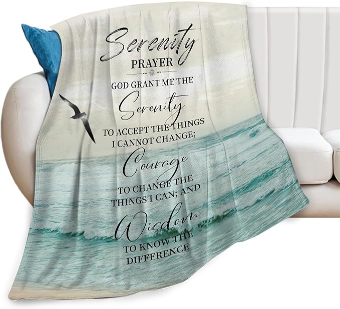 Serenity Prayer Blanket Christian Gifts for Women & Men Religious Throw Blanket Christian Blanket Bible Verse Blanket for Kids Adults Soft Warm Cozy Fleece Blanket for Couch Sofa Bed 50"x60"