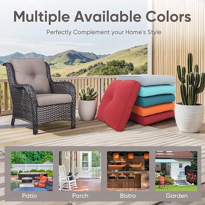 10-Piece Outdoor Patio Cushion Set - Fade & Water Resistant with Removable Olefin Cover, 22x24x4 Inch Memory Foam Cushions for Wicker Sectional Sofa – Grey/Buckle