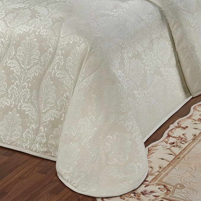 Touch of Class Camelot Luxury Bedding | Neutral Soothing Ivory | Matte Satin Damask on Richly Textured Jacquard-Woven Chenille | Designed 3 Piece Set Includes Cal King Bedspread and 2 King Shams
