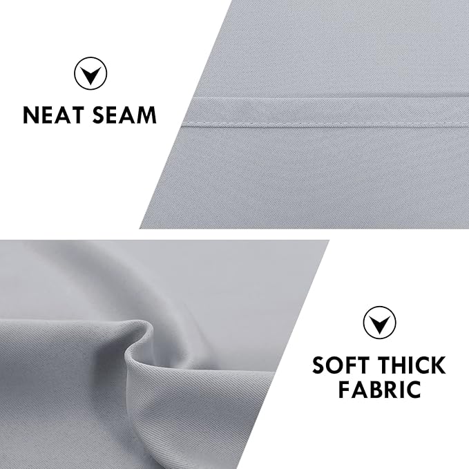 DWCN Blackout Curtains Room Darkening Thermal Insulated Bedroom Curtains Window Curtain Panels, 38 x 63 inches Long, Set of 2 Silver Grey Rod Pocket Drapes