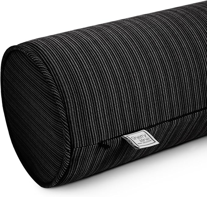 Sherry Kline Island Breeze Indoor/Outdoor Corded Neck Bolster Black 6"x 18" Set of 2