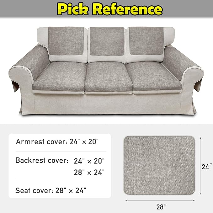 Couch Arm Covers, Waterproof Armrest Cover for Sofa, Armchair, Loveseat, Non-Slip Recliner Arm Cover, Sofa Arm Covers, Headrest Covers, Arm Chair Covers Set of 2 (Taupe, 28"×24")