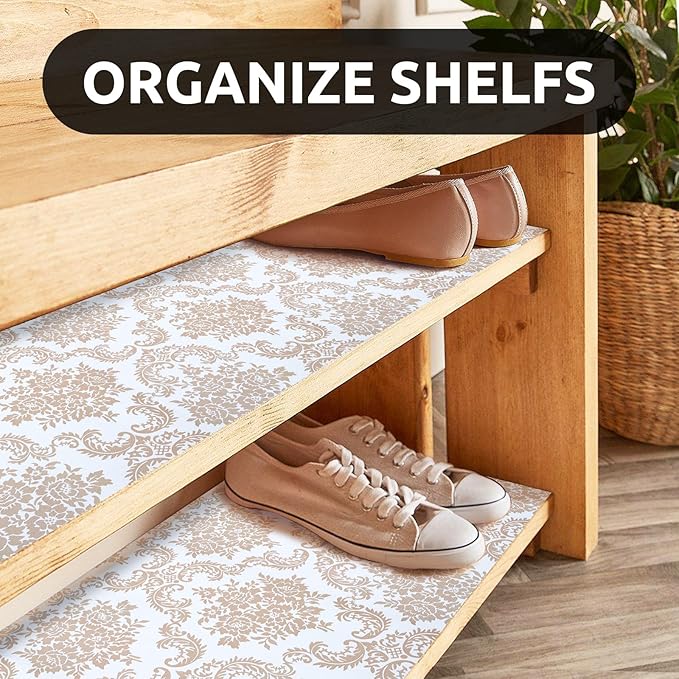 RAY STAR 12X120 Inch Shelf Liner for Kitchen Cabinets, Non-Adhesive Cabinet Liner Washable, PVC Drawer Liner for Dresser Non-Slip Bathroom (Yellow Pattern)(4 Roll)