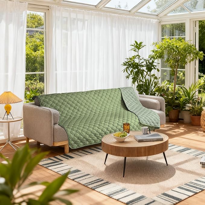 gogobunny 100% Double-Sided Waterproof Dog Bed Cover Pet Blanket Sofa Couch Furniture Protector for Puppy Large Dog Cat, Reversible (68x82 Inch (Pack of 1), Dark Green/Light Green)