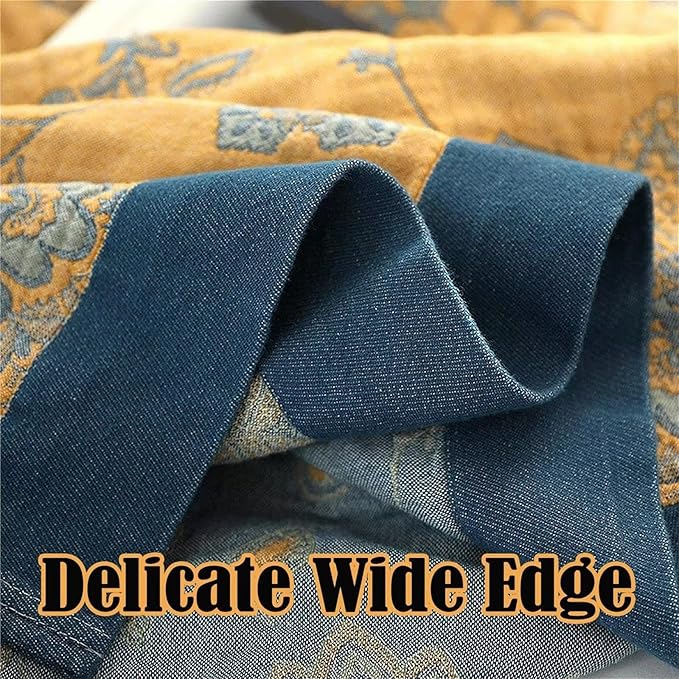 MSGKV Boho Throw Blanket Fall Blanket 100% Cotton Boho Couch Cover,Versatile Knit Woven Blankets,Super Soft Warm & Decorative Blankets for Chair Bed Sofa and Living Room,60''Wx 80''L