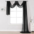 DONREN Jet Black Window Scarf Curtains for Outdoor Decoration - Add Luxury Beautiful Elegant Effect to Curtain Panels (1 Panel, 34 x 216 Inches Long)