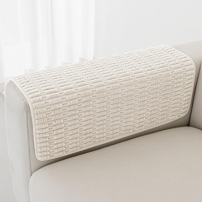 Foxdecor Couch Arm Covers Sofa Arm Covers, Arm Chair Covers Set of 2, Non-Slip Chair Arm Covers, Arm Rest Cover for Sofa, Armchair Slipcovers Couch Protector (Cream 26x26 inch)