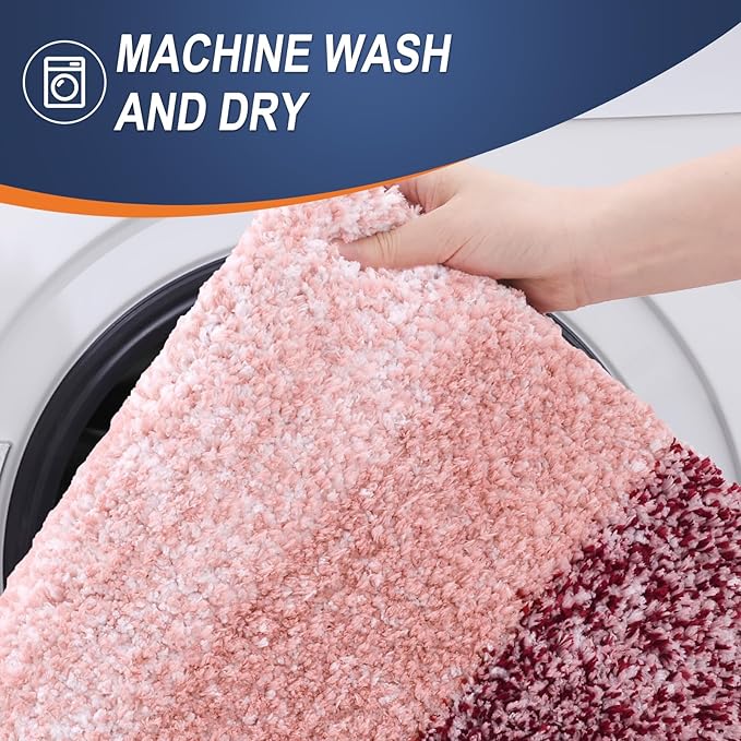 OLANLY Bathroom Runner Rugs 70x24, Extra Soft Absorbent Microfiber Bath Rugs, Rubber Backing, Quick Dry, Machine Washable Bath Mats for Bathroom Floor, Tub and Shower, Home Decor Accessories, Red