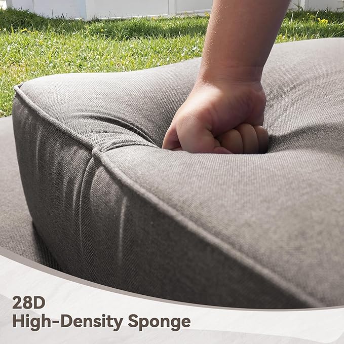 Luxury 6" Outdoor Cushions for Patio Furniture, 24x24x6" Thick Seat Cushion Set of 10, Fade Resistant Couch Chair Replacement Cushions High Density Deep Wicker Chair Cushion w/ Removable Cover Gray