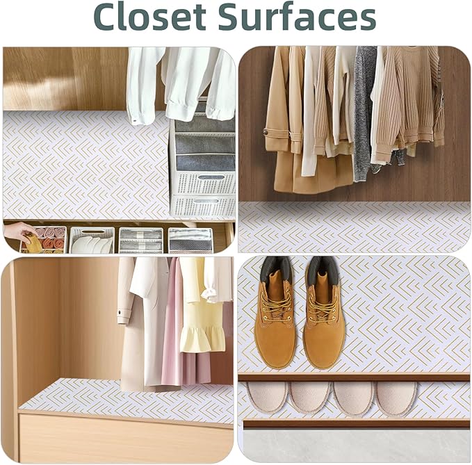 Shelf Liner for Kitchen Cabinets Non Adhesive Drawer Liner Gold Arrow Non-Slip Thickened Shelf Liner Paper Strong Easy to Clean for Tool Box Refrigerator with Knife and Tape Measure 12 inche x 30 feet