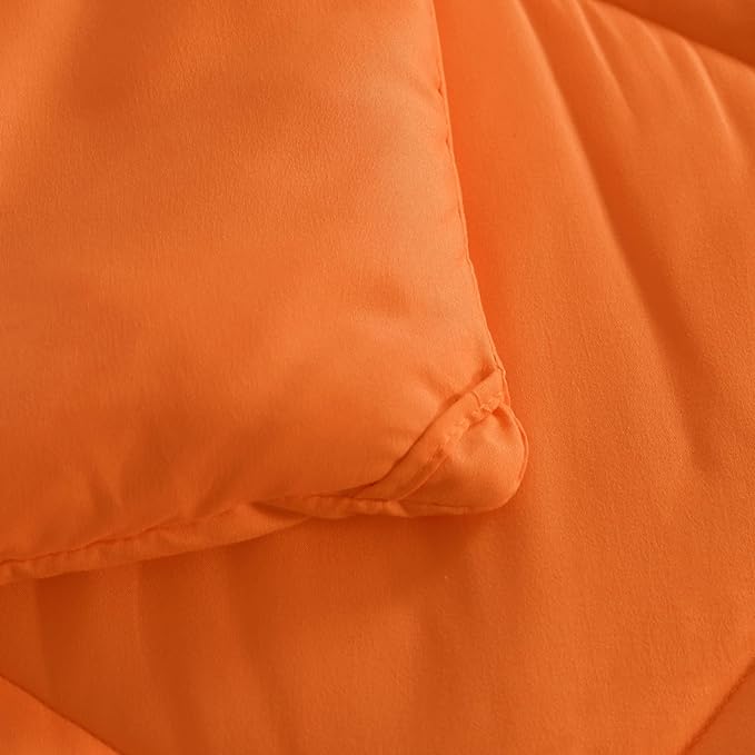 NTBAY Twin Comforter Set with Sheets, 5 Pieces Soft and Breathable Twin Bedding Set, Twin Bed in a Bag, Down Alternative Comforter Set Solid Color All Season, Kids Bedding Set, Orange