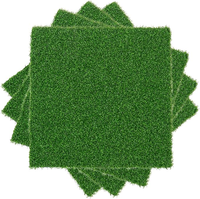 Artificial Turf Tiles 12X12 in,0.6 in Thick,Fake Grass Patch Indoor Outdoor Garden Lawn Patio,Synthetic Turf Mat,Realistic Grass Rug for Dogs Pets Lawn Landscape Squares,Green (10 Packs)