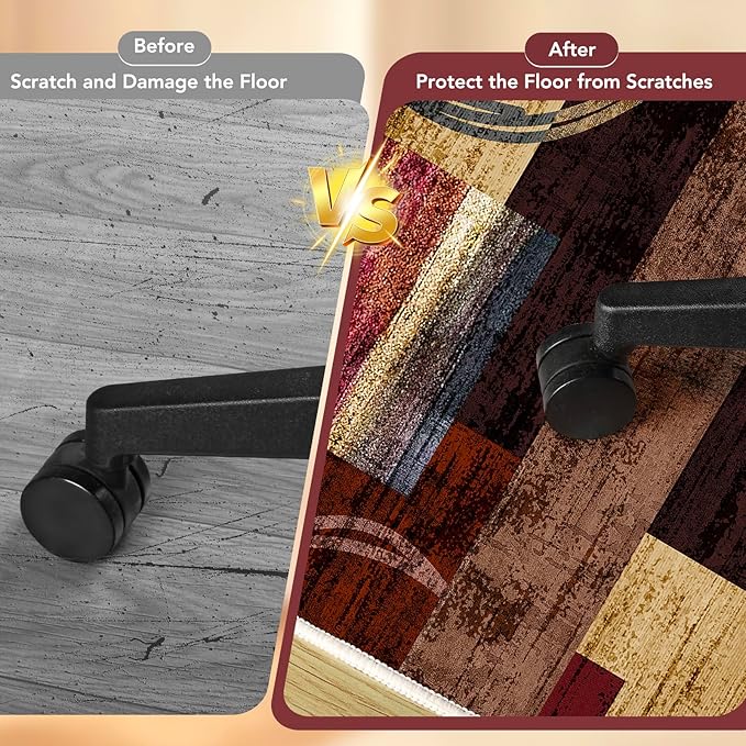 Office Chair Mat for Hardwood Floor&Tile Floor,48"X 60" Heavy Duty Desk Chair Mat for Hard Floors,Under Desk Rug for Rolling Computer Chair,Anti Slip,Low Pile Carpet Floor-Geo Multi