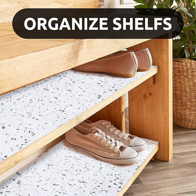 RAY STAR 18X96 Inch Shelf Liner for Kitchen Cabinets, Non-Adhesive Cabinet Liner Washable, PVC Drawer Liner for Dresser Non-Slip Bathroom (Stone)(4 Roll)