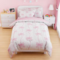 SANDJEST Bow Duvet Cover Sets Twin Size for Kids Girls, Include 1 Polyester Comforter Cover 68x86 Inches and 1 Pillowcase 20x26 Inches, Comforter Not Included, Gift for Christmas Birthday