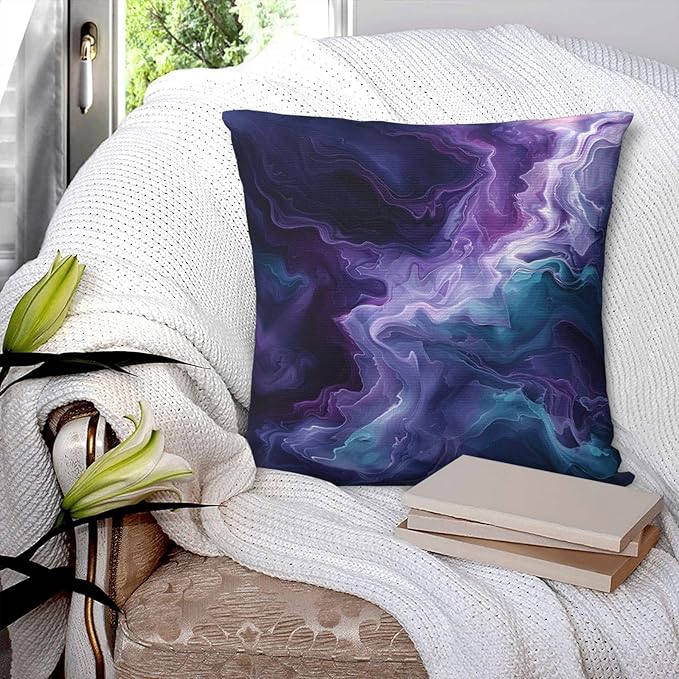 Purple Teal Turquoise Galaxy Nebulous 20x20 inches Throw Pillow Covers Cozy Square Pillowcases Home Decor for Bed Couch Sofa Office Living Room Cushion Covers