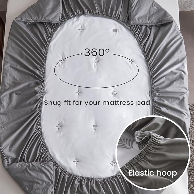 Simple&Opulence Cooling Quilted Mattress Pad – Fitted Sheet Mattress Protector Cover with Elastic Corners, Soft & Breathable, 16 Inch Deep Pocket (Dark Grey,Twin)