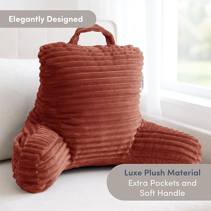 Nestl Reading Pillow for Kids & Teens with Shredded Memory Foam, Luxe Cut Plush Backrest Pillows for Reading and Gaming, For use on Couch, Bed, Floor, Adjustable Support with Washable Cover Misty Rose