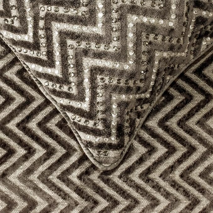 The HomeCentric King Queen Twin Grey Decorative CA King 86"x18" Bed Runner with Pillow Cover, Crystals Bed Scarf on Velvet Fabric - Grey Crystal Chevy