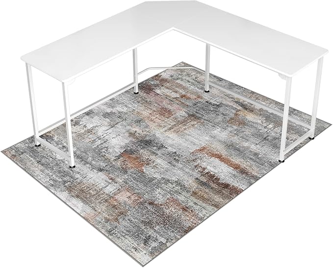 Office Chair Mat for Hardwood Floor&Tile Floor,48"X 60" Heavy Duty Desk Chair Mat for Hard Floors,Under Desk Rug for Rolling Computer Chair,Anti Slip,Low Pile Carpet Floor-Abstract Grey