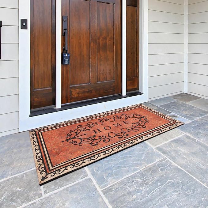 Large 47"x22" Heavy Duty Welcome Mat Outdoor with Non-Slip Rubber Backing - Durable Outdoor Door Mat for Front Door Entrance, Garage, Patio & High Traffic Areas（Home）