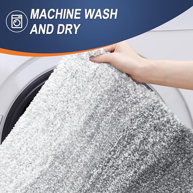 OLANLY Bathroom Rugs Mat 24x16, Extra Soft Absorbent Microfiber Bath Rugs, Rubber Backing, Quick Dry, Machine Washable Bath Mats for Bathroom Floor, Tub and Shower, Home Decor Accessories, Light Grey