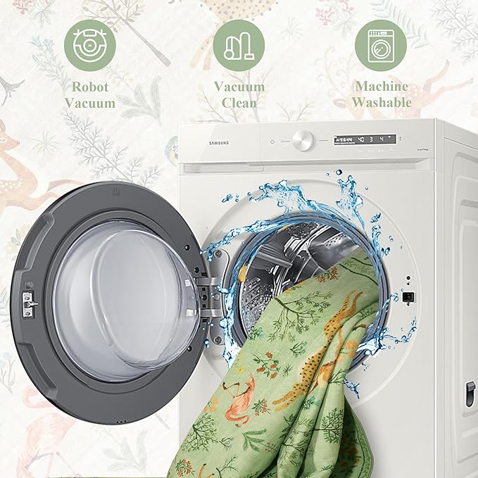 DUKINO 4x6 Rug, Washable Animal Area Rug with Non Slip Vintage Design, Indoor Soft Low Pile Carpet for Bedroom, Nursery, Dining Room, Farmhouse, Playroom, Light Green