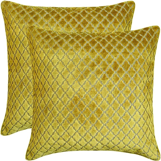 The HomeCentric Chartreuse Bed Runner for King/Queen/Twin Velvet Decorative Bed Scarf 53"x18" Bed Runner Without Pillow Cover, Geometric Bed Scarf Bedroom Décor Accent - Geolux Legacy Chartreuse