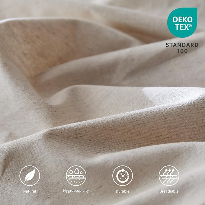 BISELINA French Linen Pleated Bed Skirt, 14" Tailored Draped Natural Linen-Cotton Blend Basic Dust Border Soft Comfort Farmhouse Bedding (14" Queen, Linen)