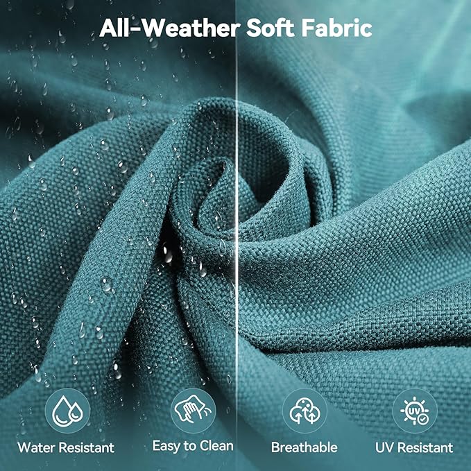 Luxury 6" Outdoor Cushions for Patio Furniture, 24x24x6" Thick Seat Cushion Set of 6, Fade Resistant Couch Chair Replacement Cushions High Density Deep Wicker Chair Cushion w/ Removable Cover, Green