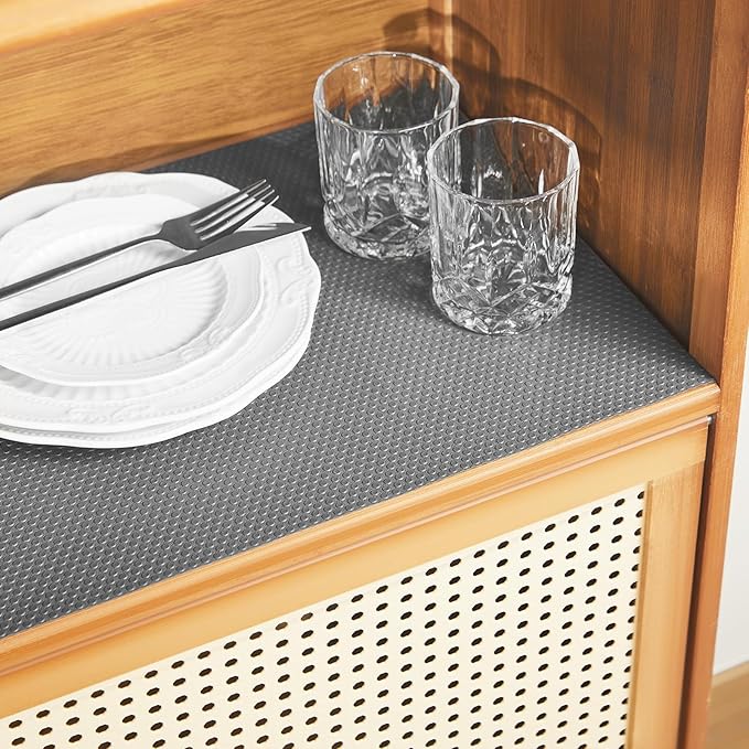 100% EVA Shelf Liner for Kitchen Cabinet, 12" x 240" Drawer Liners Non Adhesive Non Slip Waterproof Plastic Paper, Dresser Pantry Bathroom Refrigerator Protector, Grey