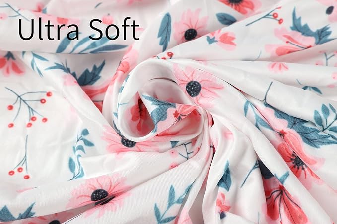 Changing Pad Cover Set 3 Pack Jersey Knit Ultra Soft for Baby Boys Girls Floral/Grey Rabbit/Pink