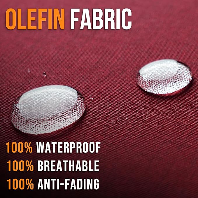 Outdoor Olefin Water-Resistant Deep Seat Cushion Set, 2PCS Weather and Fade Resistant 23''x 26''x 6'' Patio Furniture Seat Cushion, Thickened Sofa Chair Pad for Lawn, Garden, Red