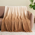 NEWCOSPLAY Super Soft Throw Blanket Ombre Brown Premium Silky Flannel Fleece Leaves Pattern Lightweight Bed Blanket All Season Use (Ombre Brown, Throw(50"x60"))