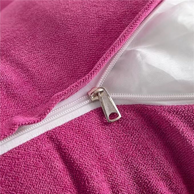 Triangular Reading Bed Rest Pillow Large Bolster Cushion Headboard Backrest Wedge Pillow with Removable Cover and Two Large Side Pockets (Magenta, 47 x 8 x 20 inches)