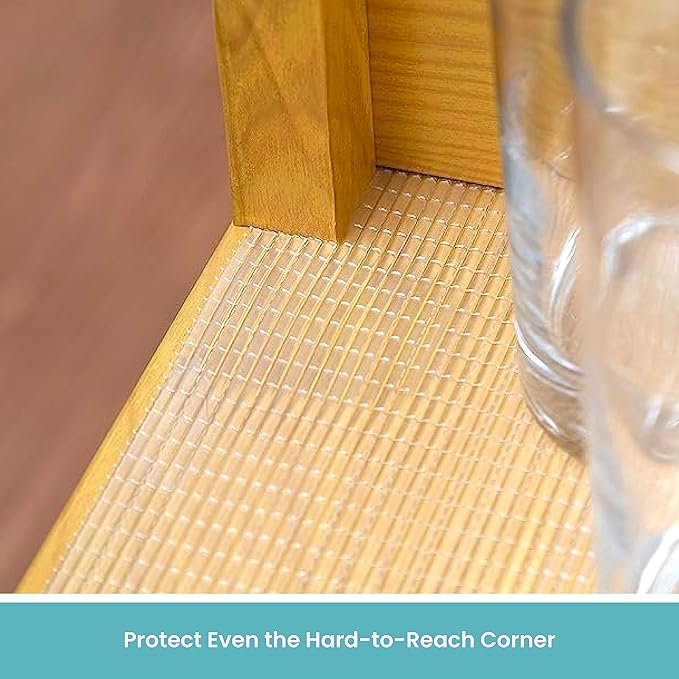 Con-Tact Brand 04F-CZ8S01-06AZ Zip-N-Fit Premium Non-Adhesive Perforated Shelf and Drawer Liner, 18-Inches by 4-Feet, Ribbed Clear