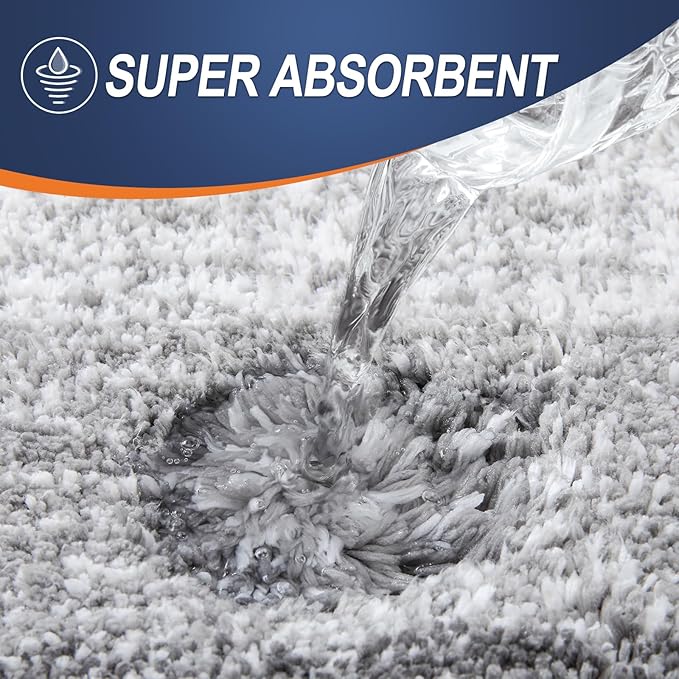 OLANLY Luxury Toilet Rugs U-Shaped 24x20, Extra Soft and Absorbent Microfiber Bathroom Rugs, Non-Slip Plush Shaggy Bath Mat, Machine Wash Dry, Contour Bathroom Mats for Toilet Base, Light Grey