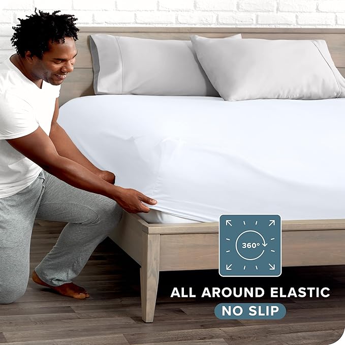 Fitted Bottom Sheet Short Queen Size - Premium 1800 Microfiber - Ultra-Soft Hotel Luxury - Deep Pocket - Durable and Long Lasting - Short Fitted Sheet (Short Queen, White)