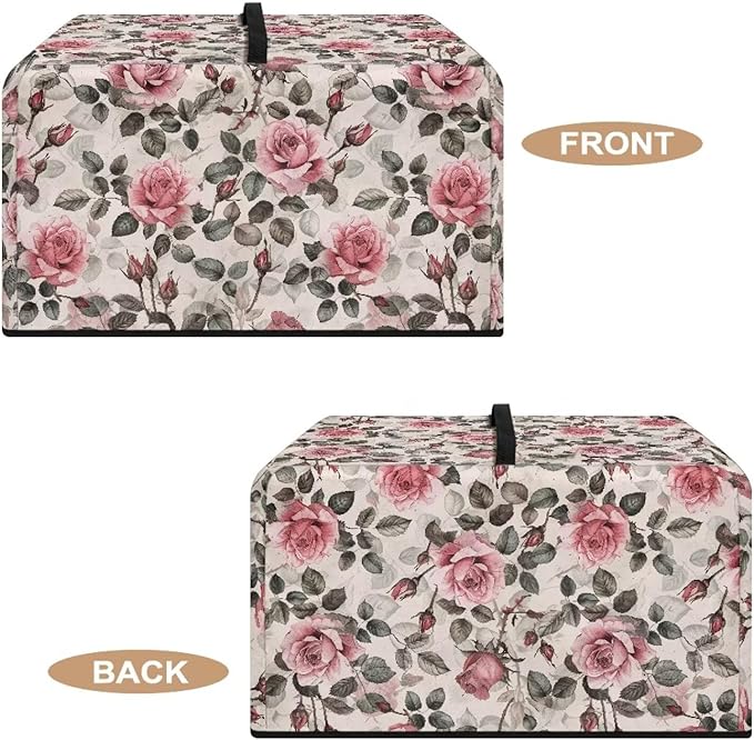 Microwave Dust Cover, Rose Heat-Resistant Waterproof Polyester Fabric Microwave Oven Dust Cover Case Dustproof Protections Protector for Microwaves Ovens