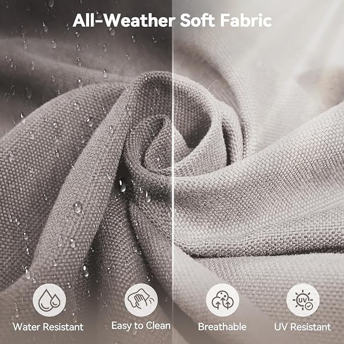 Luxury 6" Outdoor Cushions for Patio Furniture, 24x24x6" Thick Seat Cushion Set of 5, Fade Resistant Couch Chair Replacement Cushions High Density Deep Wicker Chair Cushion w/ Removable Cover, Beige