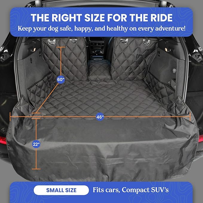4Knines Split Cargo Liner for SUV – For Dogs & Pets, Heavy-Duty, Waterproof Trunk Mat & Cargo Cover – Fits 60/40 Split Bench & Armrest Pass-Through – Machine Washable, Non-Slip, Durable (Small, Black)